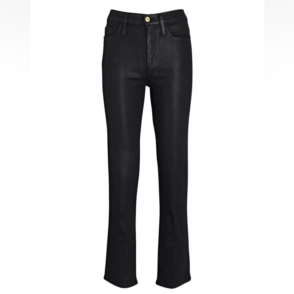 Frame Women's Le Sylvie Coated Straight-Leg Jeans Black Noir